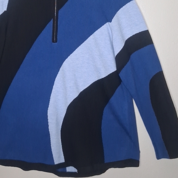 NWT Chico’s Zenergy Luxe Cashmere Blend Royal Blue Colorblock Pullover Sweater - Picture 13 of 16